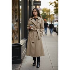 London Fog  Trench Coat Size 14 Brown Belted  Rain Coat